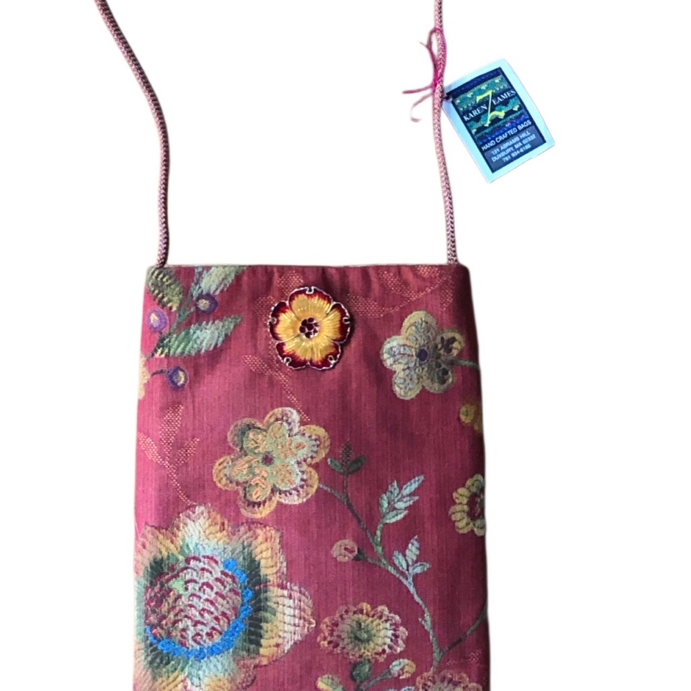 Handmade Floral Embroidered Mini Crossbody Cell Bag